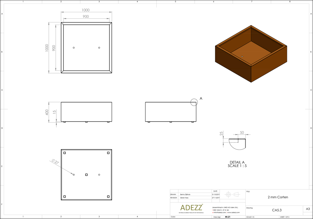ADEZZ Cortel Steel Planters | CAD Drawings