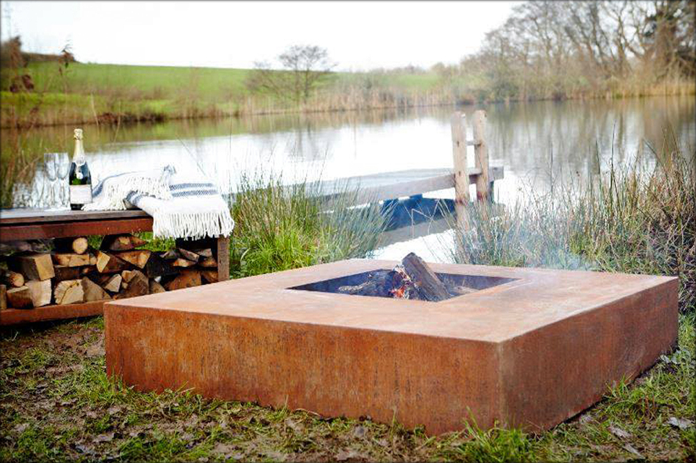 corten steel fire table