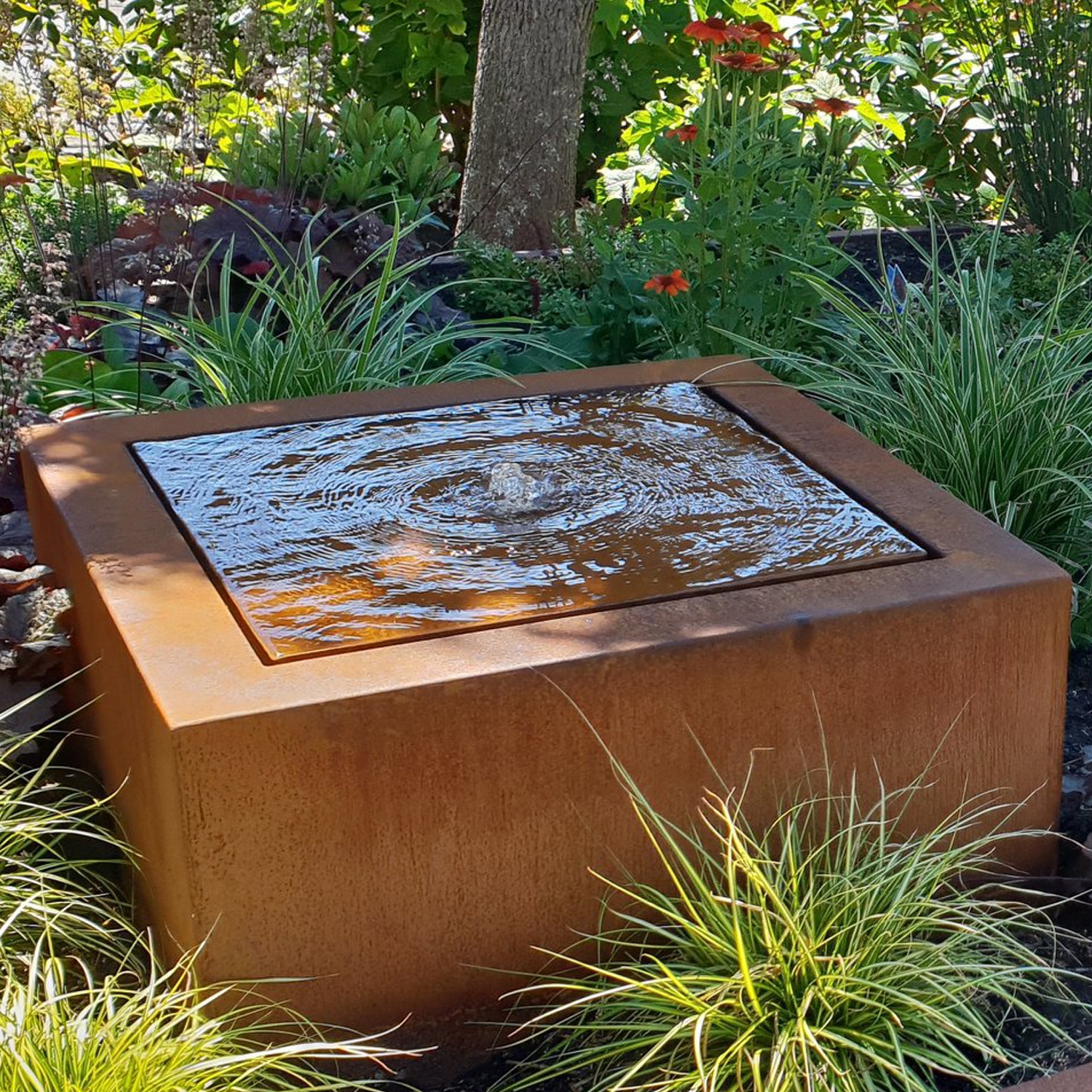 ADEZZ Corten Steel Water Table L100cm x D100cm x H40cm (1 Fountain ...